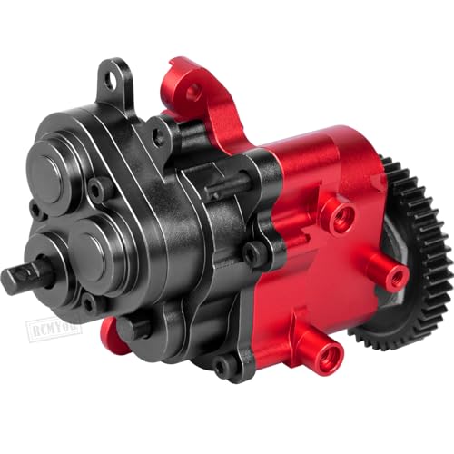 Aluminum Transmission Gearbox with Internal Gears Upgrades Part for 1/10 TRX-4 TRX-6 RC Crawler,Alloy 2 Speed Transmission Gearbox,Red - color: Black & Red - (Alloy Transmission)