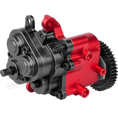 Aluminum Transmission Gearbox with Internal Gears Upgrades Part for 1/10 TRX-4 TRX-6 RC Crawler,Alloy 2 Speed Transmission Gearbox,Red - color: Black & Red - (Alloy Transmission)