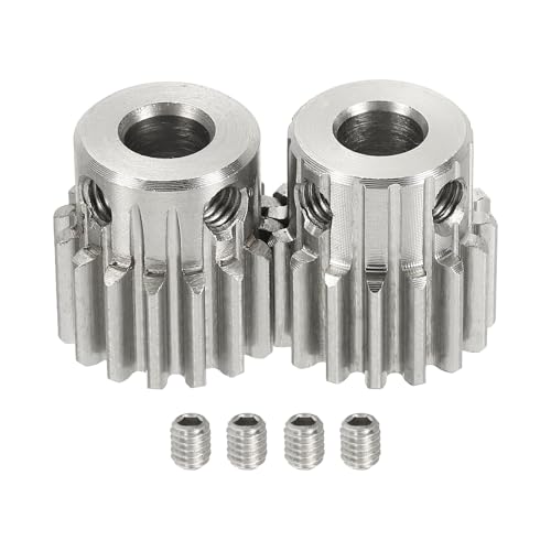 uxcell 2Pcs 1 Mod 16T Spur Gear 6.35mm Bore, 304 Stainless Steel Pinion Gear, 20°Pressure Angle, for Spur Rack and RC Model Car or Motor DIY(14mm) - size: 1 Mod 16T, 6.35mm x 14mm