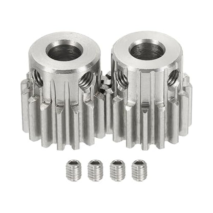 uxcell 2Pcs 1 Mod 16T Spur Gear 6.35mm Bore, 304 Stainless Steel Pinion Gear, 20°Pressure Angle, for Spur Rack and RC Model Car or Motor DIY(14mm) - size: 1 Mod 16T, 6.35mm x 14mm