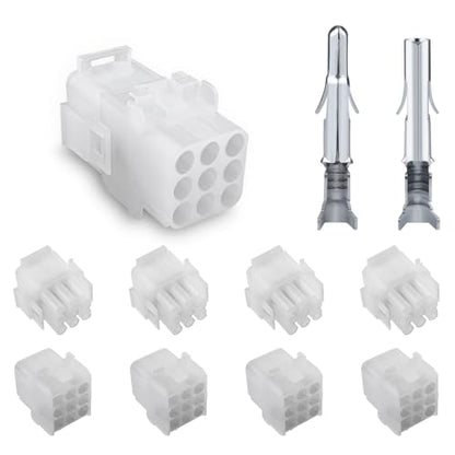 JRready ST6428 Power Connector 9 Pin (4 Matched Sets), 2.13mm Diameter Pin and Sockets 14-20 AWG, Compatible with Molex MLX Power Connector 9 Pin, 6.35mm Pitch,Free Hanging - size: MLX 9Pin Connector