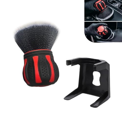 Car Detailing Brush, Ball-Shaped Cleaning Brush with Ultra Soft Dense Bristles, Non-Slip Handle and Storage Rack Design, Universal Multi-Purpose Gap Cleaner for Car Home Office (Red) - color: Red