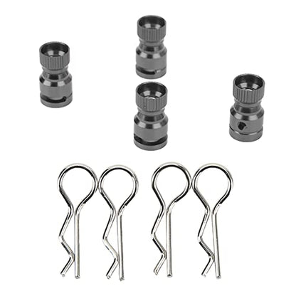 RC Body Shell Hole Column Locator, Professional RC Body Shell Mount Column Hole Locator Aluminum Alloy 4Pcs Replacement for RC Car for PVC Car Shell (Black)