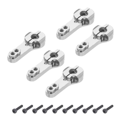 MECCANIXITY 5 Pcs Aluminum Servo Horn 25T Steering Arm 35mm Length Silver Suitable for DIY RC Car/Boat/Airplanes Boat Model Accessories with 2 Pcs Screws - color: Silver