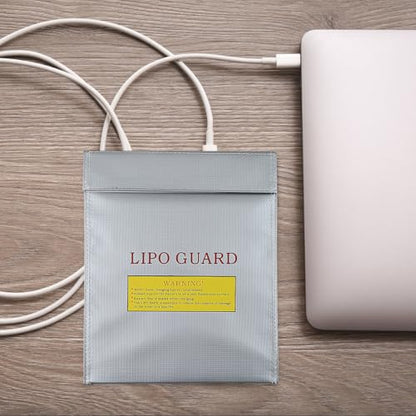 2pcs Lipo Battery Storage Bag - Fireproof and Explosion-Proof Lithium Battery Pouch - Fire-Resistant Pouch for Safe Charging Small Electronics Protection - color: Silver