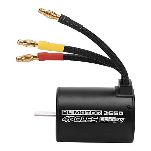 SUNGOOYUE Brushless Motor Sensorless Motor, 3650 3900KV RC Car with 4 Pole 12 Slot Design, 3.175mm Shaft, 900W for 1 8 1 10 RC Car Truck ((3650 3900kv brushless))