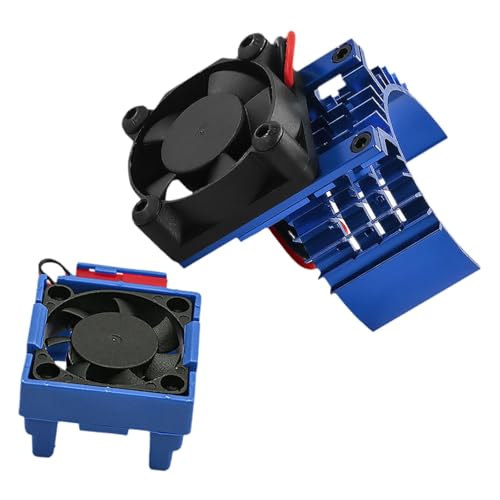1/10 RC Car ESC Cooling Fan and Motor Fan Set Aluminum Alloy Replacement Professional Accessories RC Car Parts for Rustler, Blue