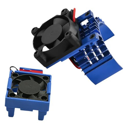 1/10 RC Car ESC Cooling Fan and Motor Fan Set Aluminum Alloy Replacement Professional Accessories RC Car Parts for Rustler, Blue