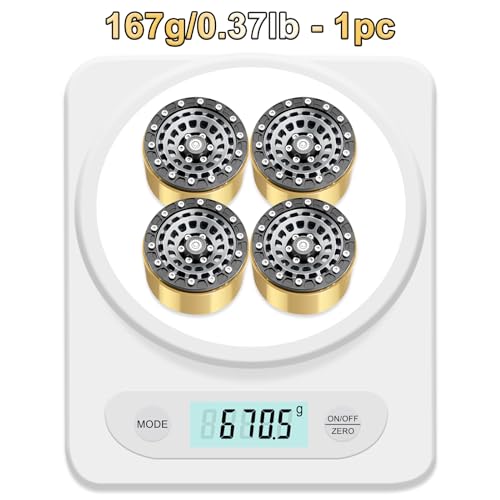 OGRC Brass Aluminum 1.9 Beadlock Wheels 167g Wheel Rims for SCX10 TRX4 | 668g Total Weights, 12mm Hex, for Gen7 Gen8 D90 VS4-10 1/10 RC Carwler, Titanium - color: Titanium