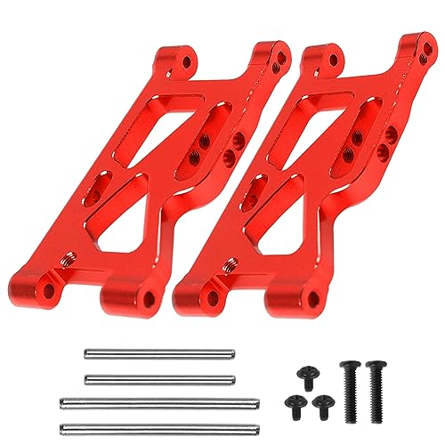 ShareGoo Aluminum Front Rear Swing Arm & Steering Knuckle Kit & Shock Absorbers Compatible with WLtoys 144010 144001 144002 1/14 RC Car (Red) - color: Red
