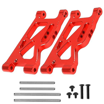 ShareGoo Aluminum Front Rear Swing Arm & Steering Knuckle Kit & Shock Absorbers Compatible with WLtoys 144010 144001 144002 1/14 RC Car (Red) - color: Red