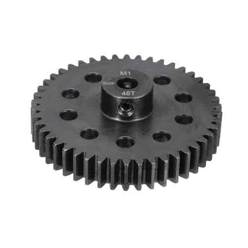 MECCANIXITY Steel M1 Gear Set 46T 5mm Shaft Motor Gears for RC Vehicles Truck Drift Car Part, Black - size: 46T