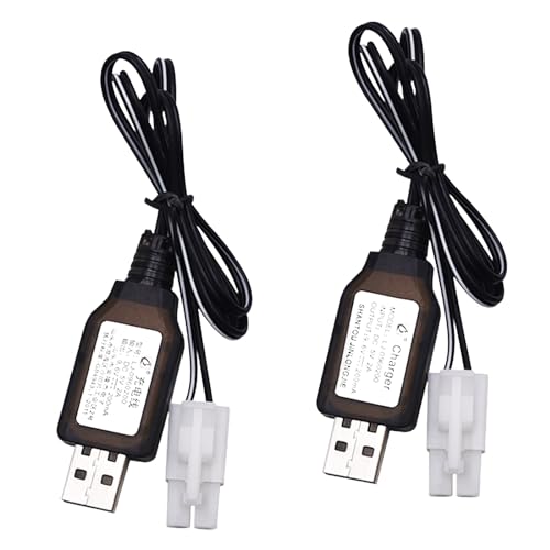 Blomiky 2 Pack 9.6V 200mA NiCD/NiMH Male Standard Tamiya USB Charge Cable for RC Cars Monster Trucks /9.6V Tamiya USB 2