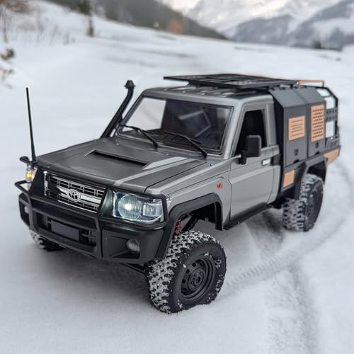1/12 Scale RC Crawler, MN-82S LC79 RTR RC Truck 4x4 Off Road Vehicles 2.4GHz RC Rock Crawler Car with LED Lights, 7.4V 1200mAh Battery for Adults Hobby Toys (Silver) - color: Silver