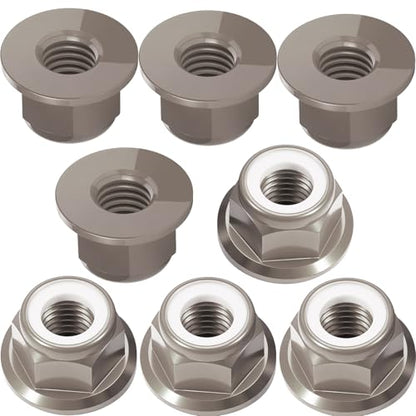 8Pcs M4 Flange Nuts Aluminum, M4-0.7mm Hex Flange Nylon Insert Lock Nuts for 1/10 Scale RC Car Traxxas Slash 4x4 2WD Stampede VXL Rustler VXL HPI Redcat Axial Racing Truck Buggy Crawler Wheels - color: Titanium, size: 8Pcs