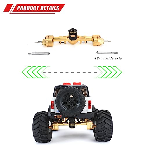 RCAWD Fourth Version Brass SCX24 Portal Axles, Wide Axle, Highly Rigid Driveshaft, Thickened Screws for Axial 1/24 SCX24 Series Front Rear Portal Axle Upgrades Parts Gold - color: Front & Rear Gold