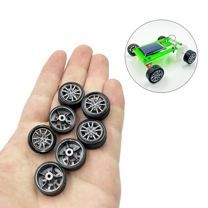 20PCS Small Toy Car Wheel 16mm Model Car Mini Rubber Tire Wheels with 10PCS Shaft Round Rod Axles for DIY Model Toy RC Car Truck Robot Building Accessories (Silver 2x16mm) - style: Silver 2x16mm