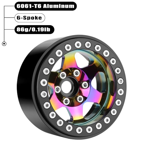 GLOBACT Rainbow 1.9 Beadlock Wheel Offset -10mm for 1/10 RC RC Crawler, B | Fits SCX10 TRX4 TRX6 Redcat Gen7 Gen7PRO Gen8 D90 VS4-10 - color: Neon Color-b