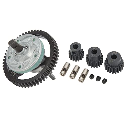 RC Differential Assembly Set, Steel 52T Gear Kit with 15T 17T 19T Pinions, Black 85g Conversion Shaft Set for Slash 4x4 E T Maxx RC Car Users