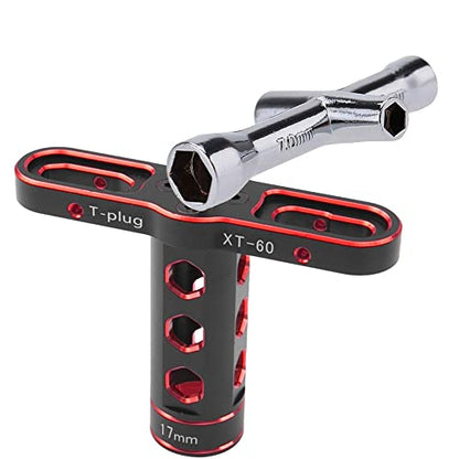 RC Car Tool 17mm Hex Adapter Wheel Wrench w/ 4mm 5mm 5.5mm 7mm Hex Socket Wrench Compatible with Traxxas Axial Arrma HSP Redcat Tamiya ECX HPI 1/8 1/10 1/12 Car Truck (Red) - color: Red