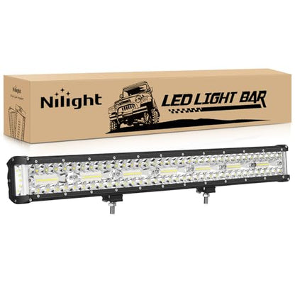 Nilight 20 Inch Side Shooter Light Bar Spot Flood Combo Triple Row | for Off Road Fog Driving Work Lighting on Truck SUV ATV UTV - color: 20Inch Side Shooter Light
