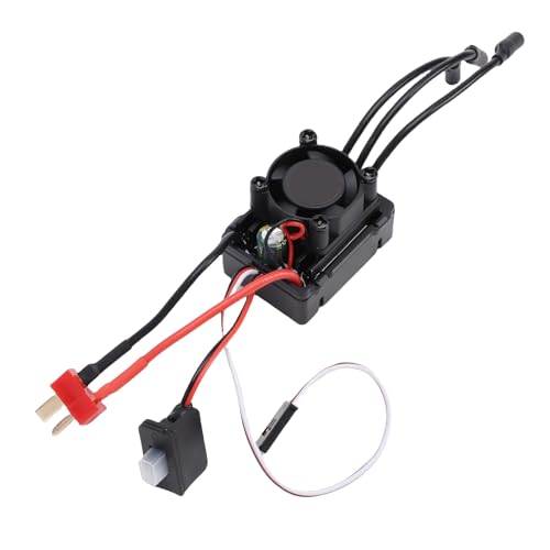 Brushless ESC Rainproof for RC Cars, HighCurrent Electronic Speed Controller with Cooling Fan for 1/16 1/14 Scale AllWeather Play
