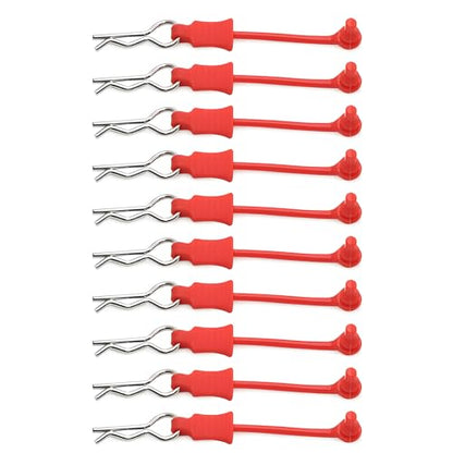 10Pcs RC Body Clips W/Pull Tabs R Pins Universal Shell Replacement Parts for 1/7 1/8 TRAXXAS ARRMA Axial Losi Redcat HPI Exceed Rc Car Crawler Truck Buggy Drone (Red) - size: Red