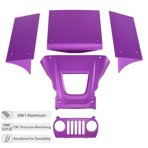 Aluminum Body Panels Kit for Vanquish H10 Optic Sparco H10 Optic Yokohama RTR 1/10 RC Crawler Upgrade Parts (Purple) - color: Purple