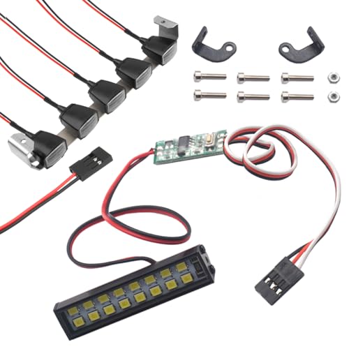 16LEDs RC Crawler Car LED Light Bar Roof Lamp Simulation Spotlight Kit 5-8.4V & RC Car Roof Light Bar Kit Body Shell Roof Luggage Lights