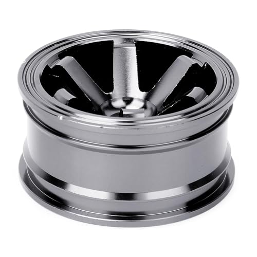 HERCHR RC Wheel Rims Set, 12mm Hex Hub Aluminum Alloy On Road Wheels Rims Metal for 1/10 Scale RC Crawler Car Touring Drift Street Tyres Wheels Accessory(Black) - color: Black