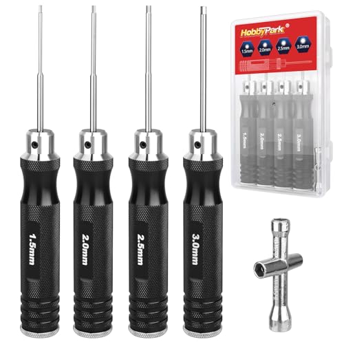 HobbyPark Hex Driver Screwdriver Set 1.5mm 2.0mm 2.5mm 3.0mm Extended Thickened Handle for RC Crawler RC Cars Trucks Buggy On Road Touring Drift Tools