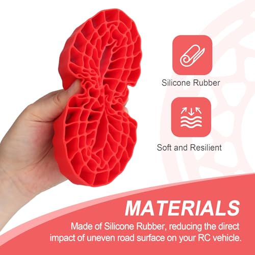 HobbyPark 2.2" Silicone Tire Inserts Soft, Fits 132-134mm 5.25" OD Crawler Tires, Replaces Foam Inserts, 4‑Pack, Waterproof, Good Traction & Sidewall Support for 1/10 RC Crawlers, 125×45mm (Red) - color: Red