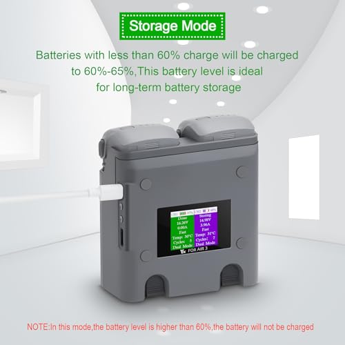 Multifunction LCD Dual Chargerfor DJI Air 3S 3 Battery | Storage Charge,Discharge,Fast Charging Two Batteries,Two-Way Hub Accessories