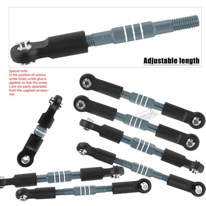 RC Upgrades Part Adjustable Turnbuckles Camber Links Toe Link for 1/10 Slash/Rustler/Stampede/Bandit VXL 4WD 4X4.Alloy Front&Rear Link Set,Titanium - color: Titanium(for 1/10)