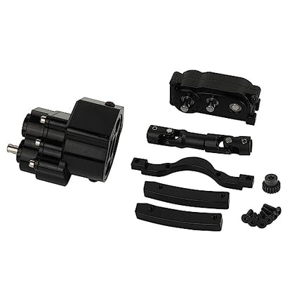 All Metal Front Planetary Motor Transmission Prefixal Gearbox Transfer Case with Hardened Steel Drive Shaft for 1/10 RC Crawler Car Axial SCX10 & SCX10 II 90046 Upgrade Parts (Black) - color: Black