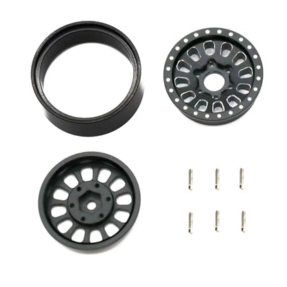 1.3” Brass Beadlock Wheels, -5.40mm Offset CNC 7 mm Hex Rims for 1/18 1/24 RC Crawler TRX4M, Axial SCX24 AX24, Redcat Ascent-18, FMS FCX24, 4 pcs, Matte Black - color: Matte-black