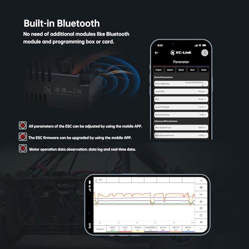 XC E5Pro Sensored Brushless ESC for 1/5 RC Cars,6-12S 250A | Bluetooth APP Programming, 6.0V/7.4V/8.4V BEC,Turbo Timing,Multiple protection,Smart Fan