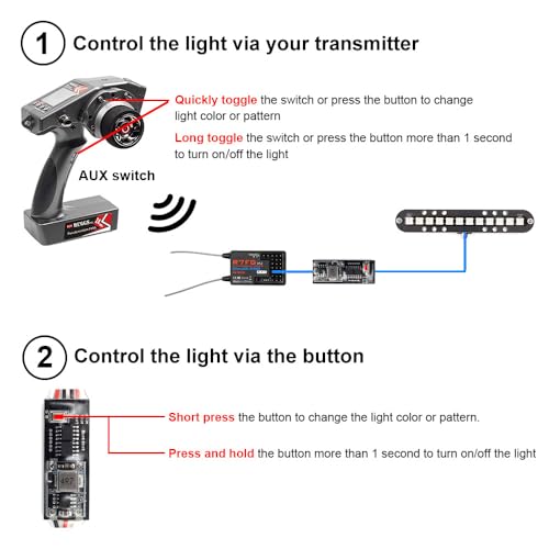 RC LED Light Bar Roof Lamp Headlight Tail Light Kit Bumper Compatible with Traxxas RC Car Truck Crawler Tamiya Losi HPI Rustler Axial Police (100mm 1 Bar) - style: 100mm 1 Bar