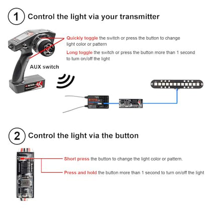 RC LED Light Bar Roof Lamp Headlight Tail Light Kit Bumper Compatible with Traxxas RC Car Truck Crawler Tamiya Losi HPI Rustler Axial Police (100mm 1 Bar) - style: 100mm 1 Bar
