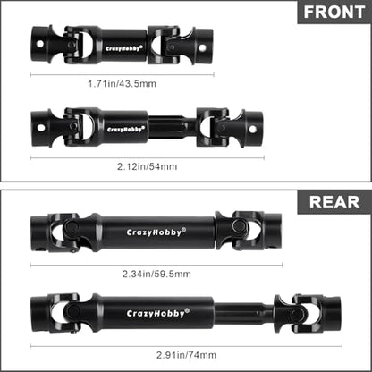 2PCS RC Drive Shafts Front Rear Centre Shaft Heavy Duty Steel for TRX4M 1/18 RC Crawler Upgrades (Black) - color: Black