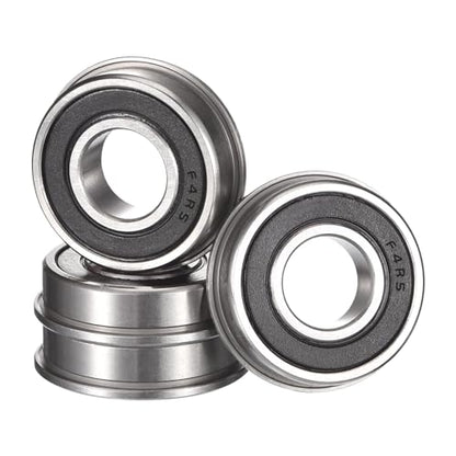 FR4-2RS Flanged Ball Bearing, ID 1/4" x OD 5/8" x Width 10/51 Miniature Bearings, Double Rubber Sealed Deep Groove Bearings, Pre-Lubricated (GCr15) Chrome Steel 4pcs - size: FR4-2RS 1/4"x5/8"x10/51
