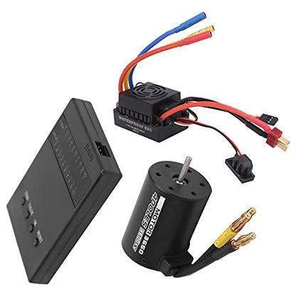 3650 3600KV Brushless Motor with 60A ESC Programmer Card Set Compatible /8/10 RC Cars Sensorless for Truck