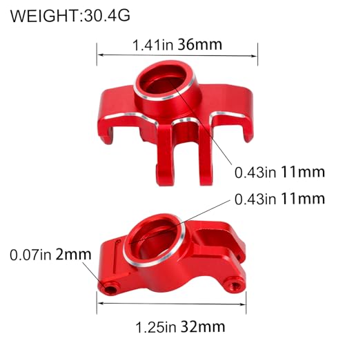 Aluminum Front Steering Block Knuckles & C-Hubs Caster Blocks & Rear Hubs Hops Up for ARRMA 1/18 Granite GROM, 1/14 Typhon GROM Upgrades Parts (Red) - color: Red