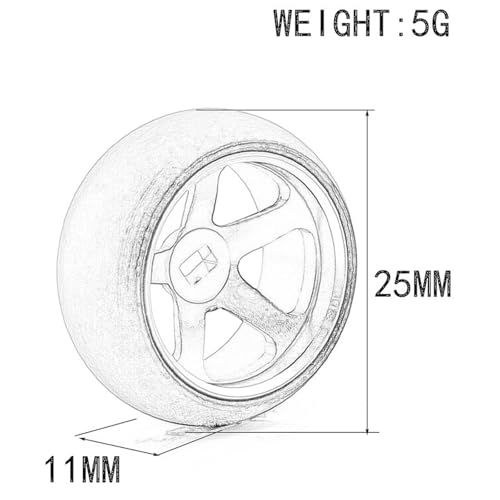 4Pcs Rim Wheel Drift Tire for 1/28 Wltoys K969 K989 P929 284131 Drift Rally Kyosho Mini-Z Mini-Q Mini-D, Metal Drift Rims Replacement Tyre of RC Drift Car for Wltoys 1/28