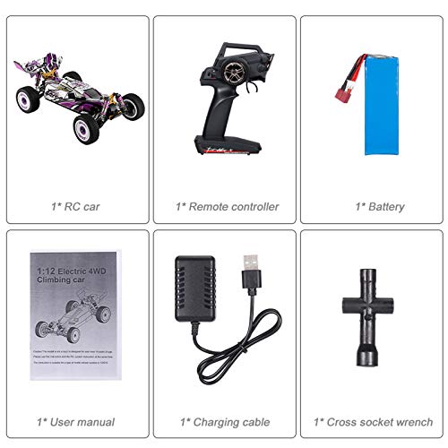 GoolRC WLtoys 124019 RC Car, 1/12 Scale 2.4GHz 4WD 60km/h High Speed Racing Buggy Drift Car RTR, Aluminum Alloy Chassis, Zinc Alloy Gear, 1 Battery - size: 1 Battery