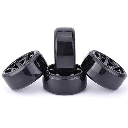 4Pcs 63mm RC Drift Car Tires Hard Tyres Plastic Wheel Rims for 1/10 On-Road Drifting Car for HSP Tamiya HPI Kyosho Spare Parts(Black) - color: Black