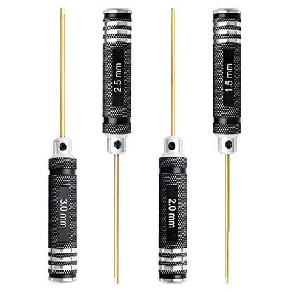 HobbyPark RC Hex Driver Set 1.5mm 2.0mm 2.5mm 3.0mm 4pcs Hex Allen Screwdriver Kit, Screw Tray, Wrench Tool Kit for Multi-Axis FPV Racing Drone RC Quadcopter Helicopter Car Models