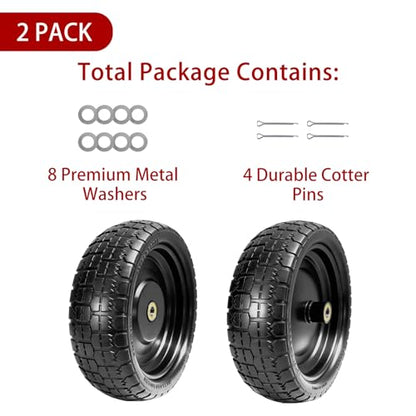13" Flat Free Tires Compatible with Gorilla Carts,4.00-6 Solid Rubber Wheels with 5/8"Bearings,2.1"Offset Hub for Wagon Tire,Trailer Tire,Wagon Wheel Replacement,13 Trailer Tire Wheel(2-Pack) - size: 2pcs