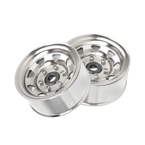 4PCS 1.55 inch Aluminum Metal Beadlock Wheels Rim and 95mm Rubber Tires Set Replacement for 1/10 RC Crawler Car for D90 TF2 Tamiya CC01 CC02 LC70 JIMNY Axial AX90069 Upgrade Parts(Silver) - color: Silver