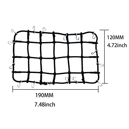 1/10 RC Elastic Luggage Net 19x12cm with Hooks for 1:10th RC Crawler Rock Climbing Truck Car D90 TRX4 Roof Rack (Black)
